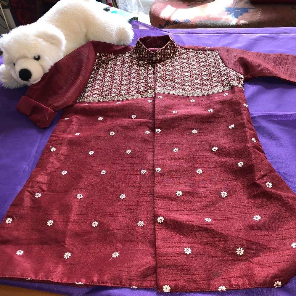 📌 P-TWO Boys Wear Bollywood Style Embroidered Beaded Kurta